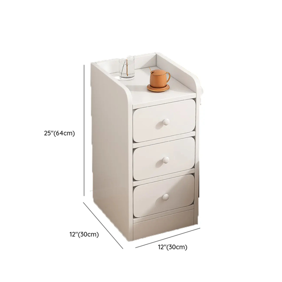 Table de chevet simple en bois naturel blanc à 2 tiroirs