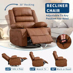 Fauteuil relax pivotant manuel à 360°, canapé planeur avec porte-gobelets et poches, fauteuil confortable pour la chambre de bébé, le salon et la chambre à coucher