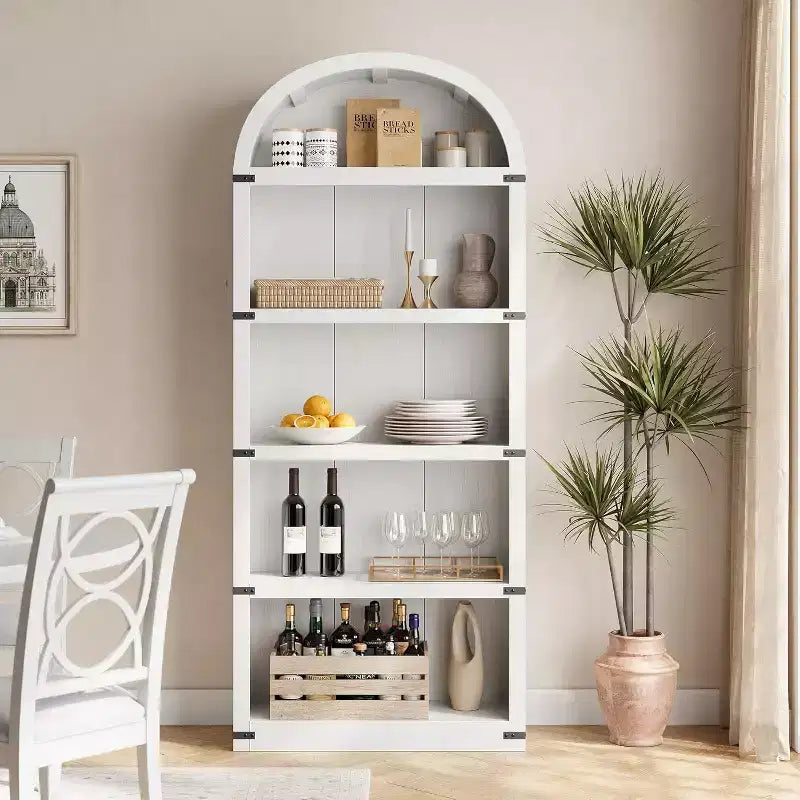 Bibliothèque avec portes Étagère arquée de 182 cm de haut Armoire de style campagnard avec étagères Bibliothèques en bois pour bureau à domicile, salon