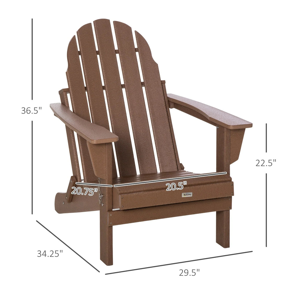 Chaise Outsunny Adirondack Pliante, Chaises de Plage Longues en Plastique HDPE Tout Temps pour Patio, Terrasse et Mobilier de Jardin