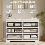 Commode à 6 tiroirs pour chambre à coucher, commode en bois de 120 cm de large, organisateur de rangement, meuble TV pour salon, couloir, entrée