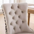 Lot de 2 chaises de salle à manger en velours noir classique, chaises de salle à manger contemporaines en bois massif capitonnées en velours avec pieds en bois cloutés