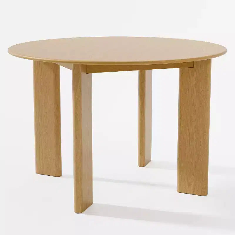 PexFix 45 Table de salle à manger de style campagnard en chêne massif avec plateau rond en bois, idéale pour les salles à manger modernes et les réunions de famille.