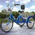 Tricycle adulte bleu 26 pouces à 3 roues avec paniers amovibles