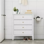 Heynemo Commode à 4 tiroirs cannelés, Commode en bois pour ranger les vêtements, Armoire de rangement en bois, Table de chevet pour Chambre, Couloir, Salon, Entrée