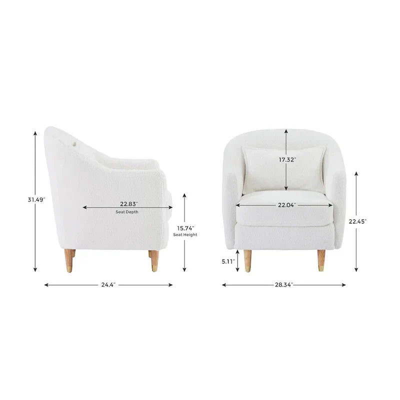 28,34 W Lot de 2 fauteuils d'appoint, fauteuil barillet en velours avec pieds en bois massif