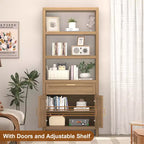 COZONY Bibliothèque moderne avec armoire de rangement, bibliothèque de ferme de 180 cm avec étagères réglables, bibliothèques pour chambre à coucher, salon, maison et bureau