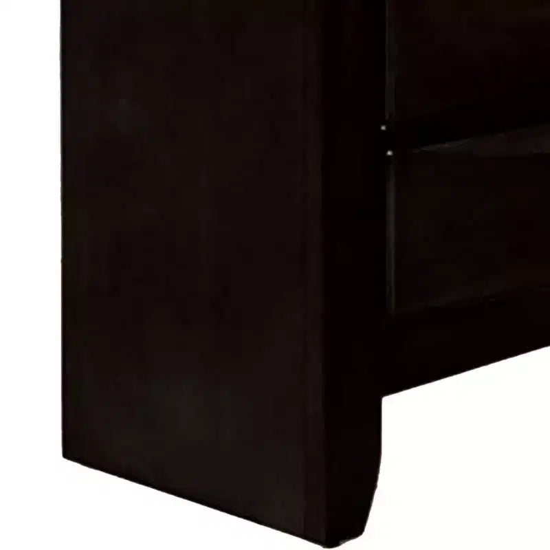 Table de chevet Simo Royal Hampton, Plateau spacieux, Poignées en métal, 3 tiroirs, Bois massif noir