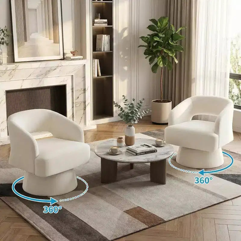 Fauteuil pivotant rond en velours – Fauteuil lounge moderne avec dossier rayé et coussin moelleux, chaise d'appoint élégante pour salon, chambre à coucher