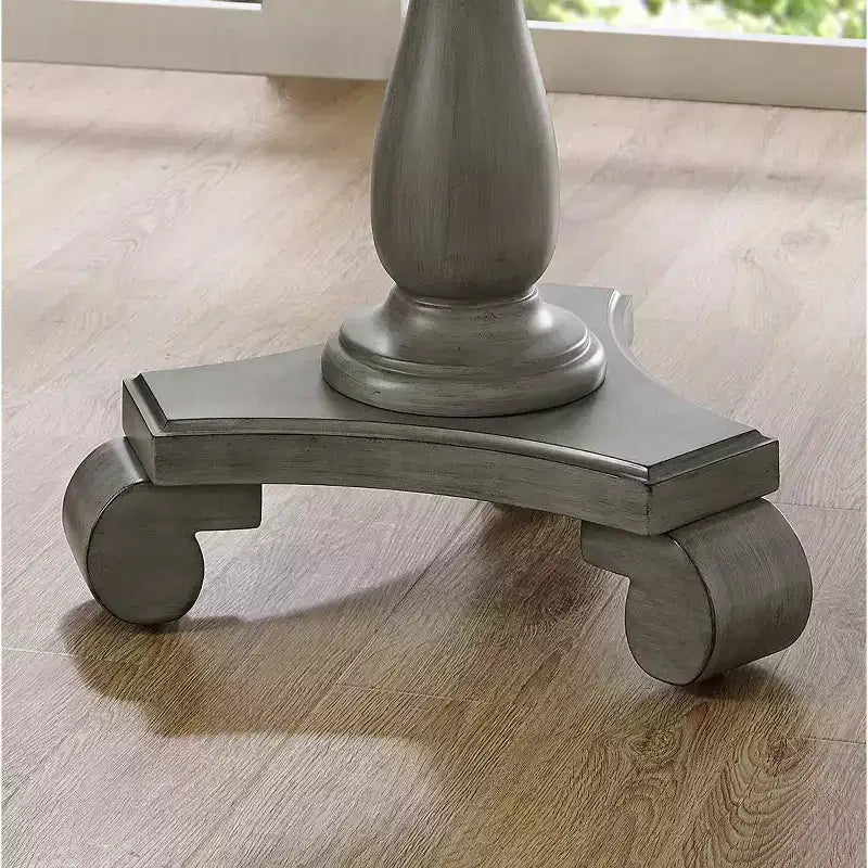 Table d'appoint piédestal ronde en bois Rene, Gris