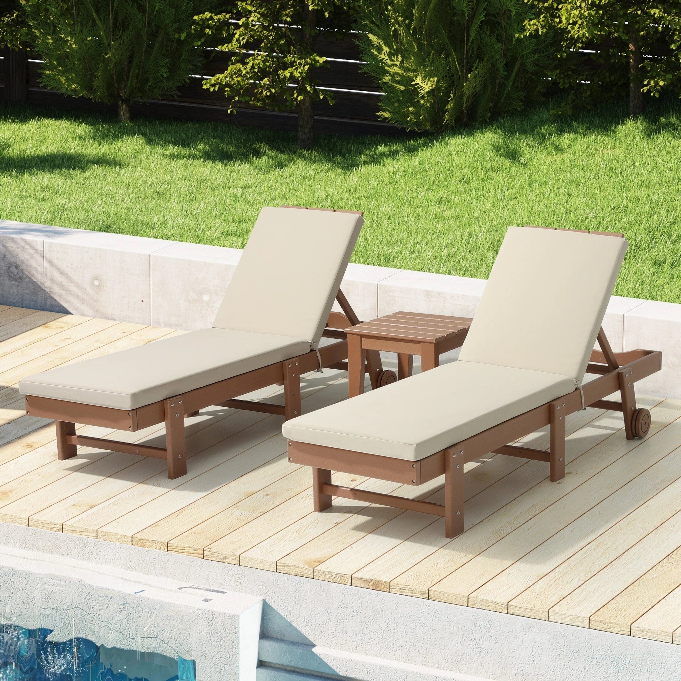 Coussins de chaise longue de patio d'extérieur tout temps Polytrends Fading Free - (Lot de 2)