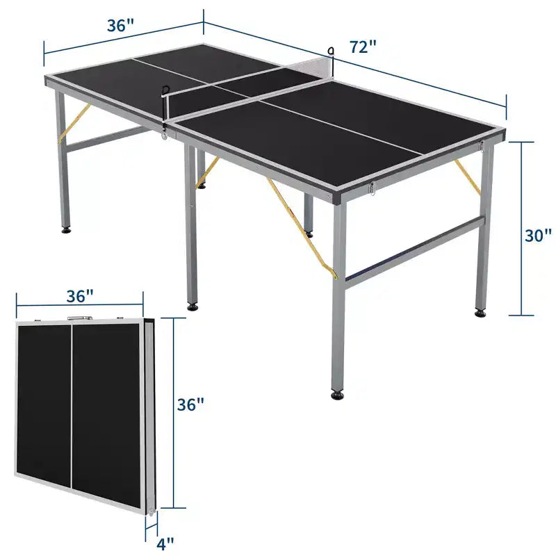 Table de ping-pong portable, 183x91 cm, professionnelle, pour intérieur/extérieur, avec filet, 2 raquettes et 3 balles, pour adultes/adolescents