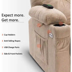 Fauteuil inclinable électrique pivotant et coulissant MCombo avec porte-gobelets et ports USB, en tissu pour chambre de bébé, 7797