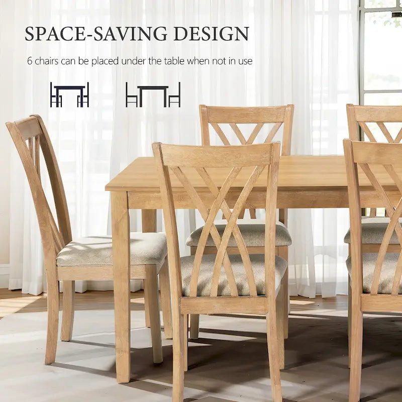 Ensemble table de salle à manger avec 6 chaises, ensemble table et chaises de salle à manger modernes, 1 table et 6 chaises, antidérapant, parfait pour 4 à 6 personnes