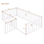Okak Lit en métal pour enfant jumeau/double/grand, cadre de lit avec clôture surélevée et porte verrouillable, lit pour enfant pour chambre d'enfant et salle de jeux