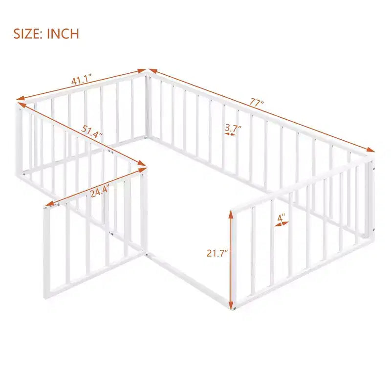 Okak Lit en métal pour enfant jumeau/double/grand, cadre de lit avec clôture surélevée et porte verrouillable, lit pour enfant pour chambre d'enfant et salle de jeux