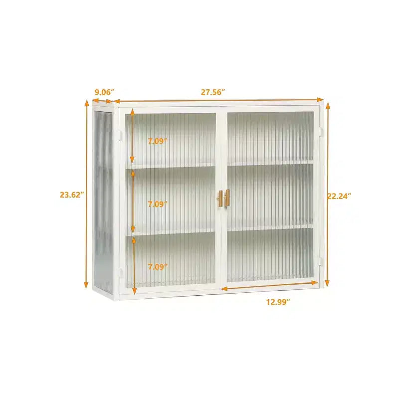 Meuble haut moderne à 2 portes Okak avec portes vitrées de rangement à 3 niveaux pour entrée/salle à manger/salon/cuisine