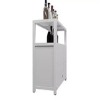 MAYEERTY Grand meuble de rangement en bambou blanc pour salle de bain et salon avec étagères 1 pièce