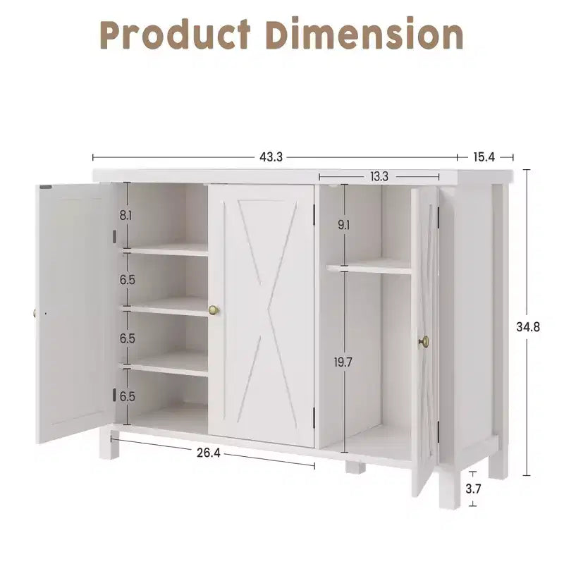 Meuble à chaussures 4 niveaux Coolmee avec portes, meuble à chaussures de style fermier de 89 cm pour entrée, grand meuble de rangement à chaussures pour salon ou couloir