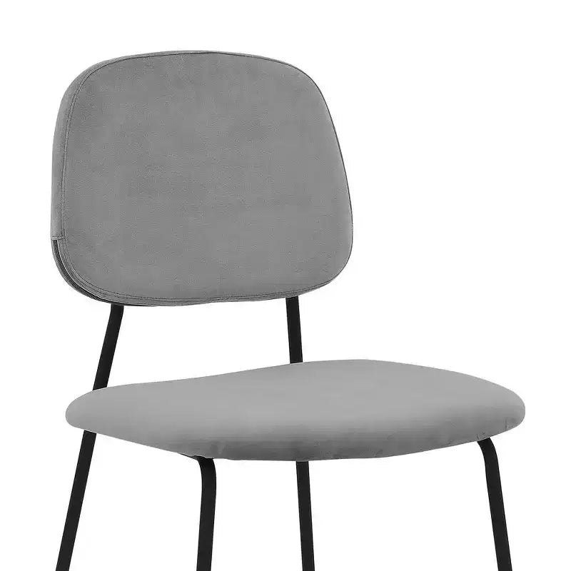 Armen Living, Chaises de salle à manger Lucy en velours gris et métal - Lot de 2