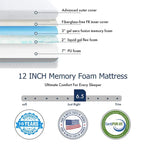 Matelas en mousse à mémoire de forme gel de 12 pouces, matelas rafraîchissant à fermeté moyenne en boîte, CertiPUR-US