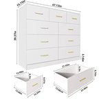 Commode en panneaux de particules blancs à 9 tiroirs de 120 cm de large