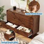 Commode à 6 tiroirs pour chambre à coucher, commode en bois moderne de 120 cm de large avec grand espace de rangement en bois, commode pour salon, couloir