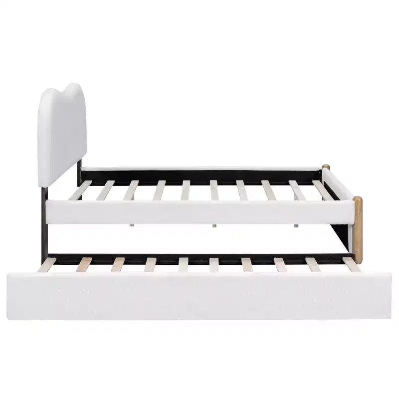 Cadre de lit plateforme rembourré pleine/double avec lit gigogne double – HABITRIO