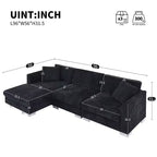 Canapé moderne en forme de L « Nuage » : canapé de luxe 4 places en chenille avec méridienne surdimensionnée, 2 oreillers offerts - Idéal pour salon, appartement, bureau