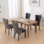 Lot de 2 chaises de salle à manger en velours noir classique, chaises de salle à manger contemporaines en bois massif capitonnées en velours avec pieds en bois cloutés