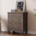 Commode Vintage à 4 Tiroirs avec Pieds Coniques, Commode en Bois Gris pour Chambre, Salon