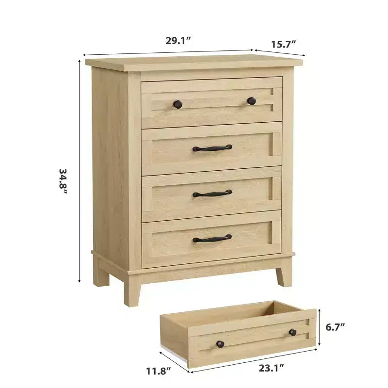 Commode pour chambre à coucher avec 4 tiroirs Meuble de rangement en bois pour placard Organisateur de rangement pour couloir, salon et bureau