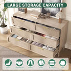 Commode en rotin naturel Garvee avec poignées dorées, commode de rangement en bois de style ferme avec 5 pieds solides pour salon, chambre et entrée, chêne