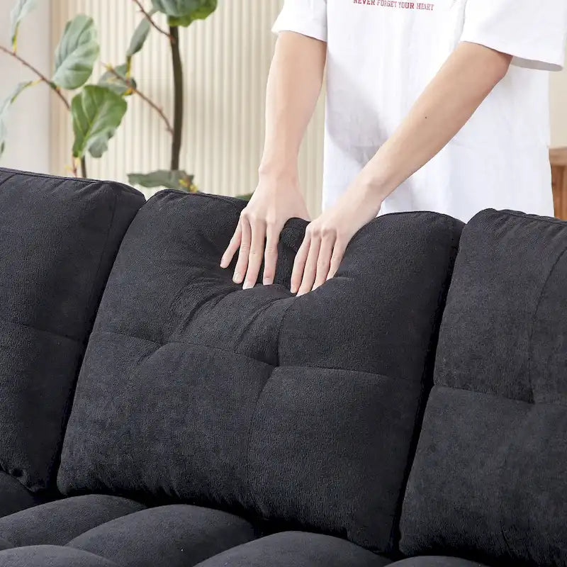 Canapé-lit d'angle escamotable en chenille 78,75 po avec ports de chargement