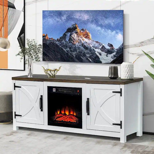Meuble console de 147 cm avec foyer électrique pour téléviseurs jusqu'à 65 pouces