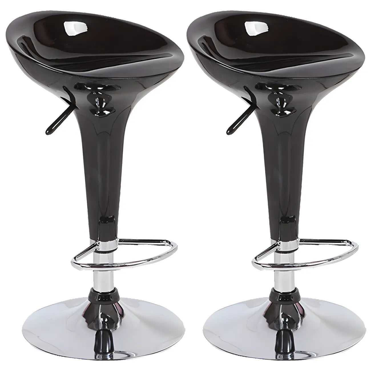 Tabouret de bar pivotant en plastique chromé réglable en hauteur