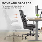 Chaise de bureau ergonomique TUYOHW avec accoudoirs relevables réglables, chaise d'ordinateur pivotante avec soutien lombaire et base en métal, chaise Criss Cross pour la maison
