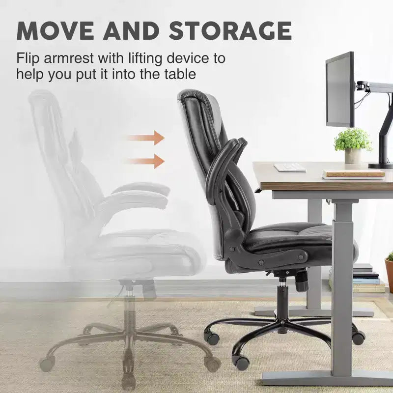 Chaise de bureau ergonomique TUYOHW avec accoudoirs relevables réglables, chaise d'ordinateur pivotante avec soutien lombaire et base en métal, chaise Criss Cross pour la maison