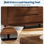 Commode à 6 tiroirs pour chambre à coucher, commode en bois moderne de 120 cm de large avec grand espace de rangement en bois, commode pour salon, couloir