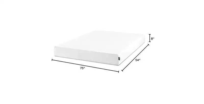 Matelas en mousse à mémoire de forme Zinus 8 pouces Double Thé vert, sans fibre de verre, fermeté moyenne, soulagement de la pression zoné, mousses et tissu certifiés sûrs