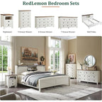 Commode en bois de style campagnard, 5 tiroirs, 122 cm de hauteur, pour chambre à coucher