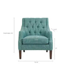 Okak Fauteuil d'appoint contemporain avec boutons capitonnés, coussin rembourré et pieds en bois, pour salon, chambre ou coin lecture