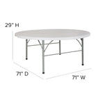 Table pliante ronde en plastique de 1,80 m avec poignée
