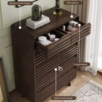 Commode haute SOLACE FURNITURE à 6 tiroirs, commodes avec grille et design incurvé