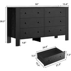 Commode à 6 tiroirs pour chambre à coucher, Organiseur de commode large et moderne avec tiroirs de rangement, Commode en bois pour salon, entrée, bureau à domicile