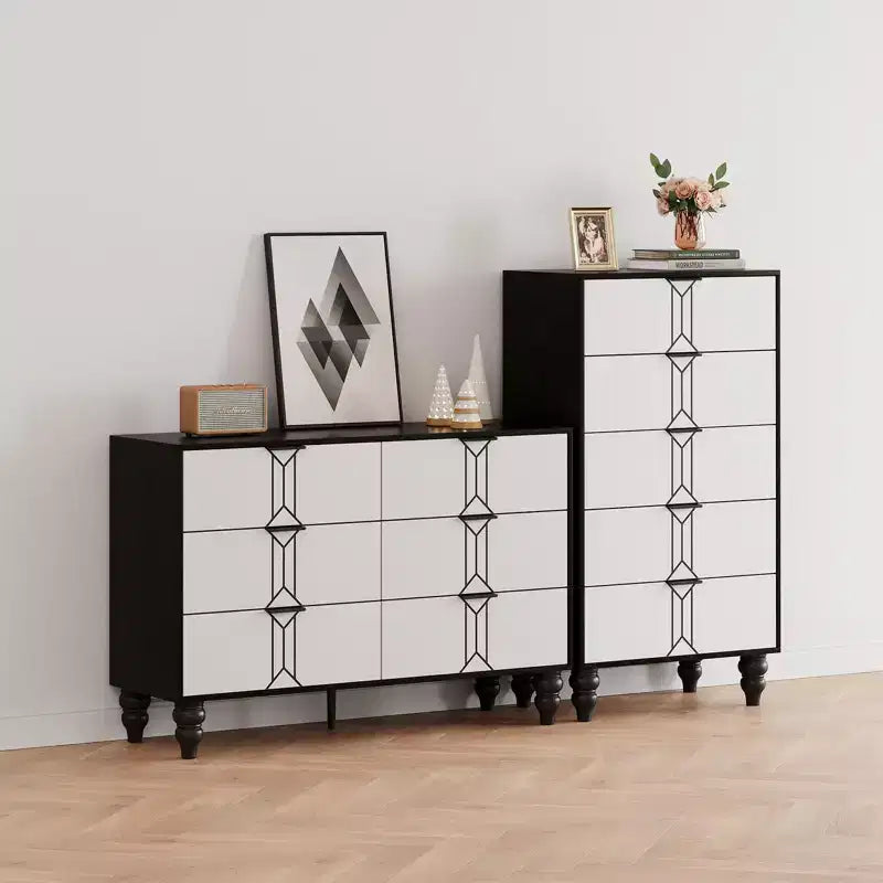 Commode à 6 tiroirs pour chambre à coucher, commode en bois moderne avec tiroirs profonds, commode pour salon, couloir, entrée