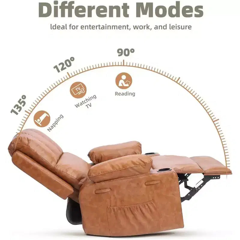 Fauteuil inclinable manuel, canapé inclinable en cuir PU, fauteuil moderne et confortable pour chambre ou salon, fauteuil inclinable en cuir pour adultes
