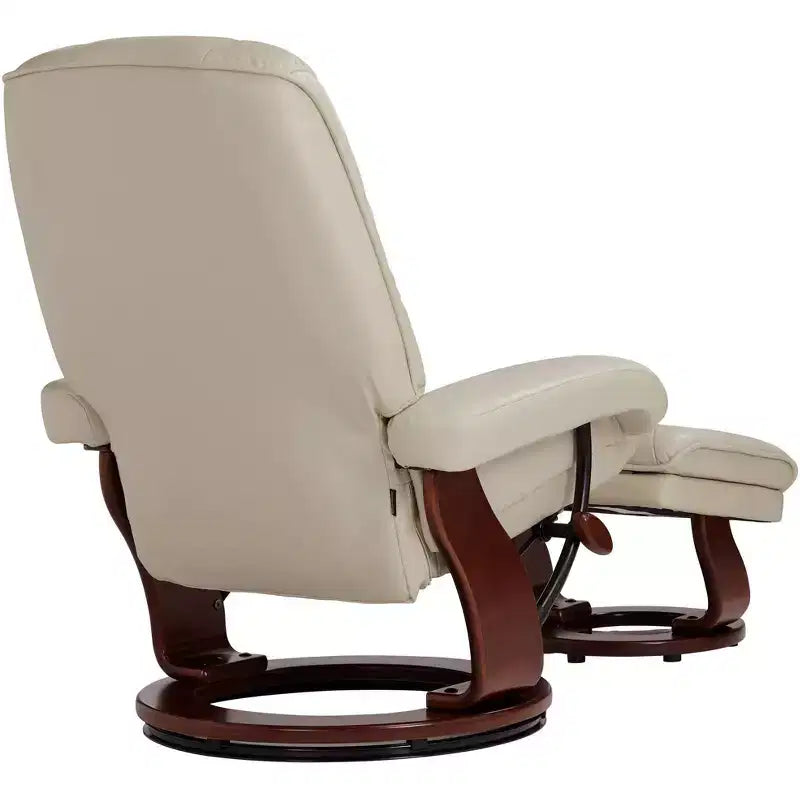Fauteuil Inclinable BenchMaster Kyle en Faux Cuir Taupe Fauteuil Moderne avec Repose-pieds Ottomane Inclinable Manuellement Ergonomique et Pivotant pour Chambre Salon Lecture
