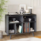 Meuble support pour tourne-disque COZONY avec rangement vinyles, étagère décorative de 39,5 po pour platine vinyle, pouvant contenir jusqu'à 350 albums, pour salon