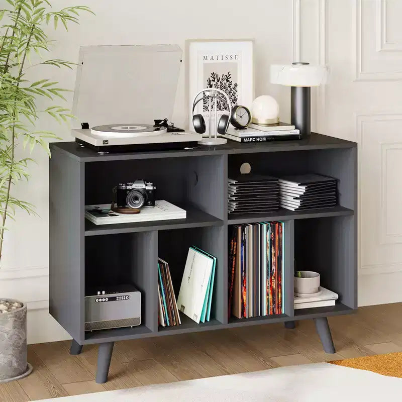 Meuble support pour tourne-disque COZONY avec rangement vinyles, étagère décorative de 39,5 po pour platine vinyle, pouvant contenir jusqu'à 350 albums, pour salon